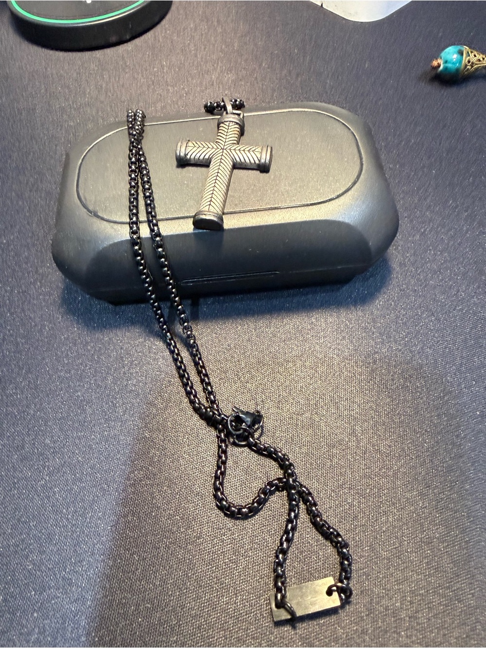 Black Stainless Steel Cross Pendant Necklace for Men